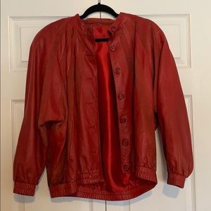VINTAGE red leather jacket size large